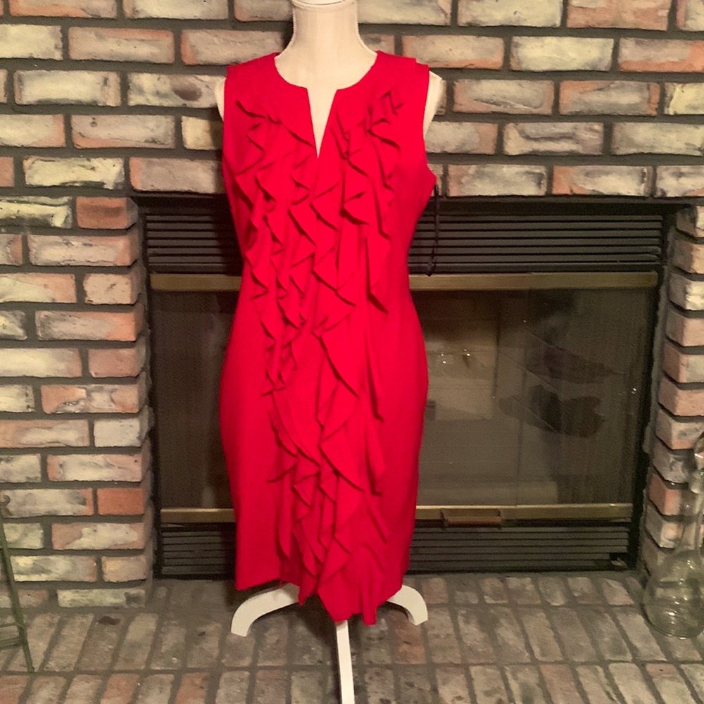 Calvin Klein lady in red dress!!